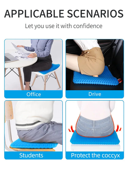 Gel Seat Cushion Summer Breathable Honeycomb Design For Pressure Relief Back Tailbone Pain - Home Office Wheelchair Chair Cars