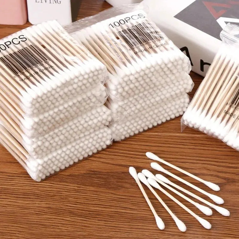 500pcs ,100pcs Per Pack, 5 Packs, Double-ended Cotton Swabs, Baby Cotton Swabs, Ear Cleaning Sticks, Healthy Cleaning Tools