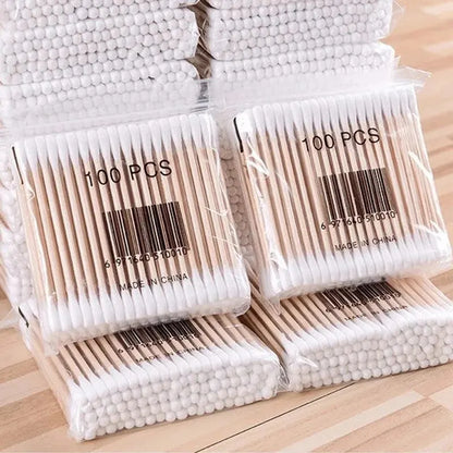 500pcs ,100pcs Per Pack, 5 Packs, Double-ended Cotton Swabs, Baby Cotton Swabs, Ear Cleaning Sticks, Healthy Cleaning Tools